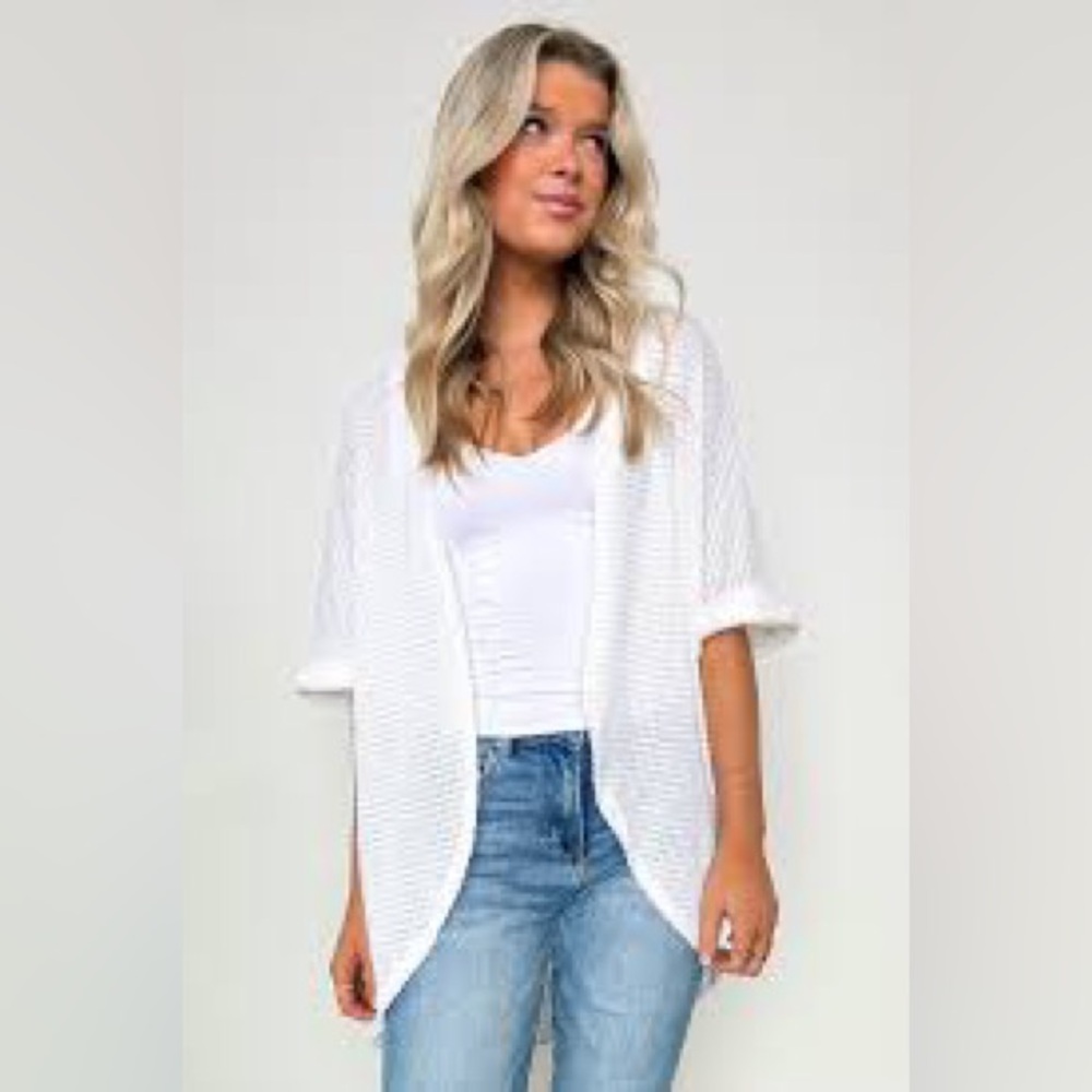 Final Touch White Cardigan Sweater